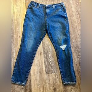 Express Women's Relaxed Fit Distressed Blue Jeans